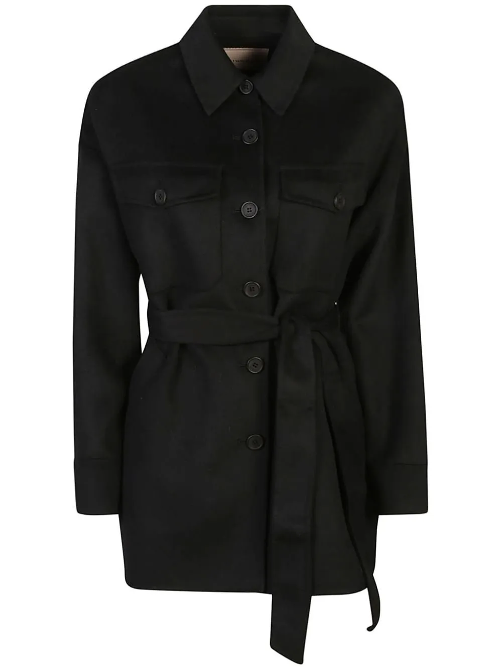 Cappotto caban in panno double misto lana nero