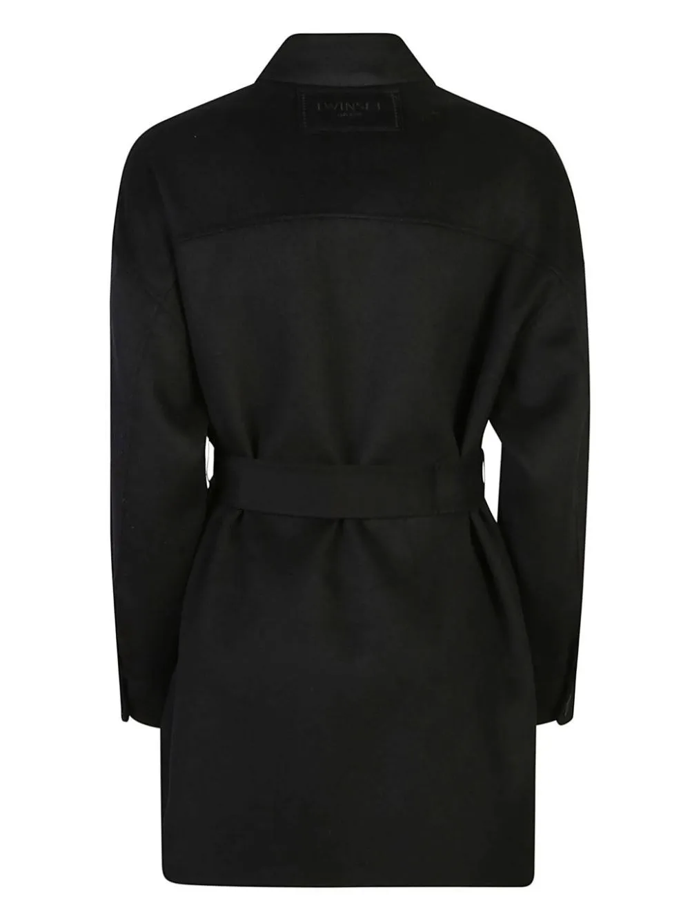 Cappotto caban in panno double misto lana nero