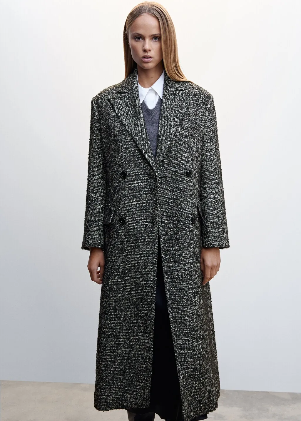 Cappotto incrociato melangiato