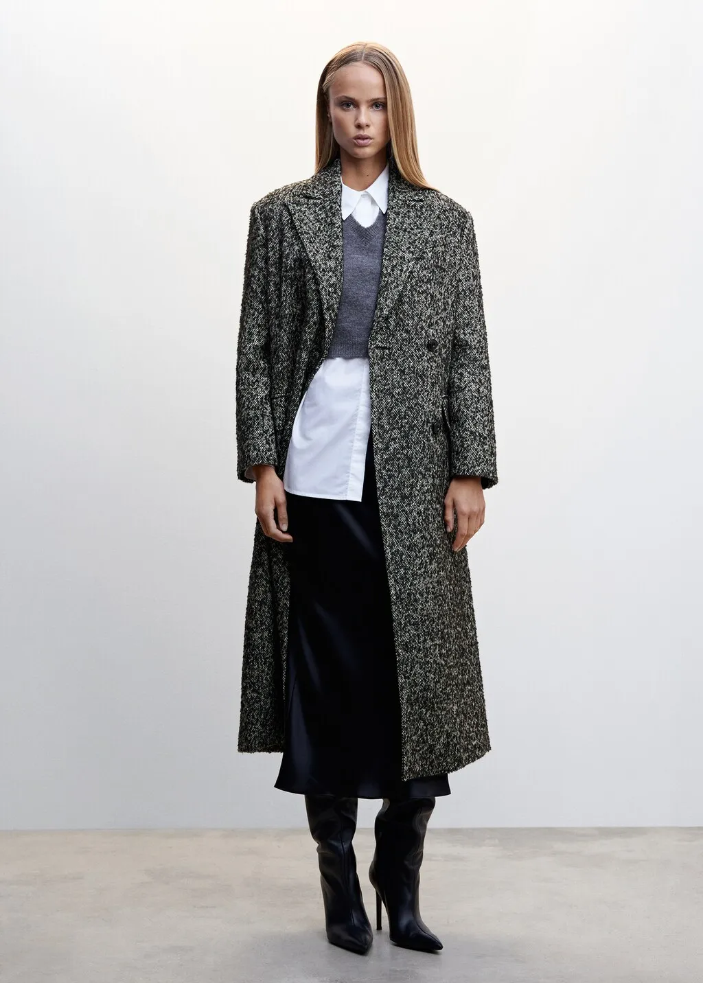Cappotto incrociato melangiato