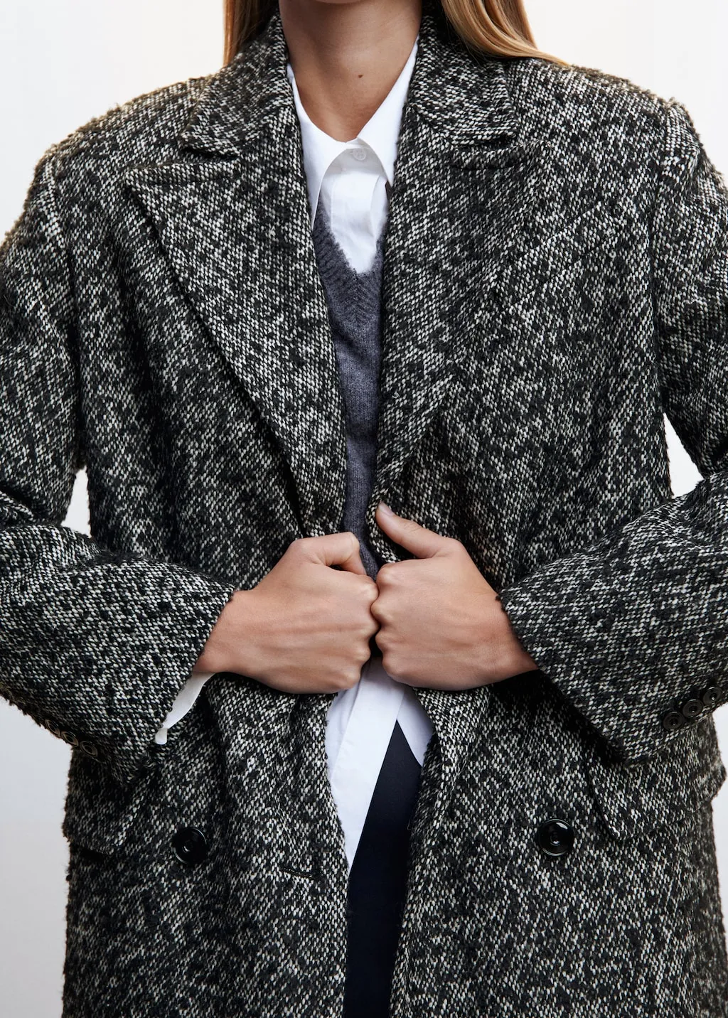 Cappotto incrociato melangiato