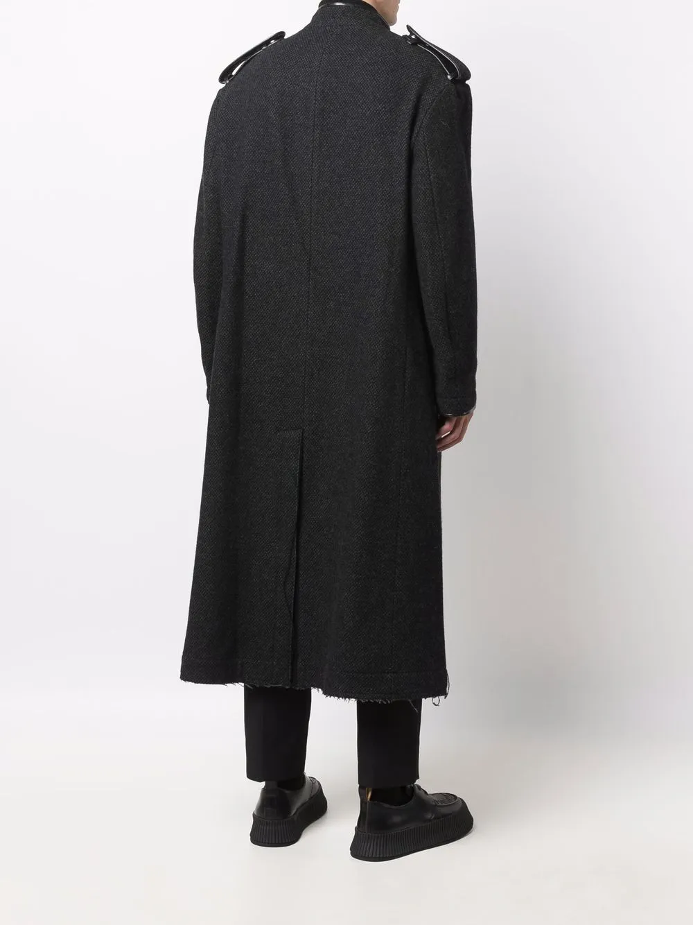 cappotto lungo con collo alla coreana