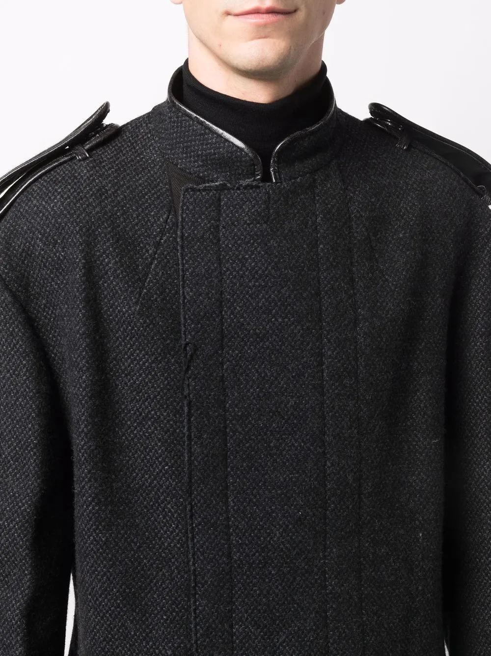 cappotto lungo con collo alla coreana