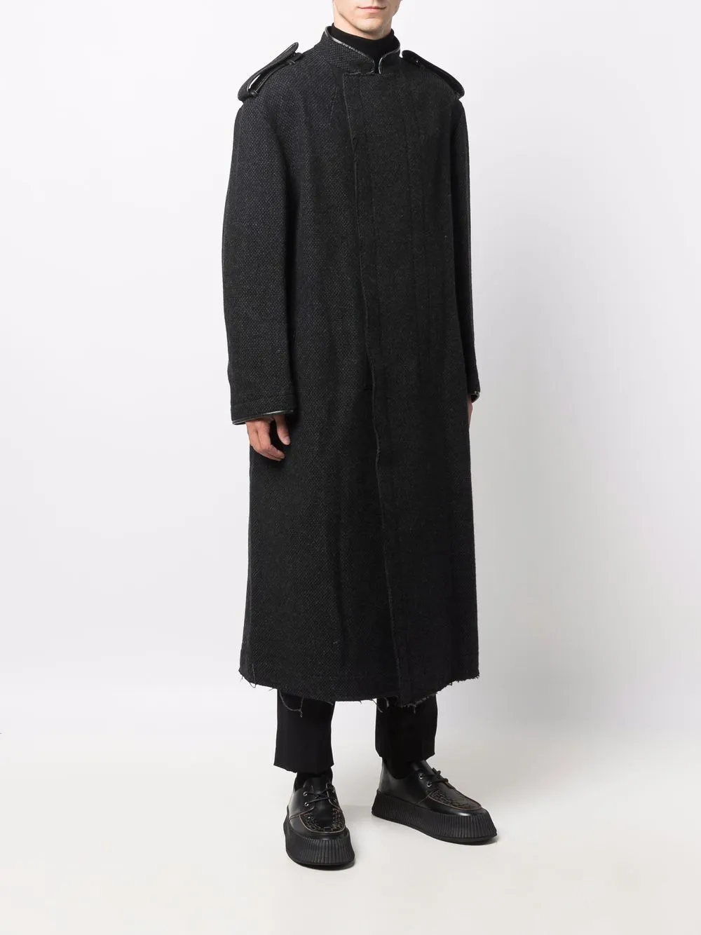 cappotto lungo con collo alla coreana