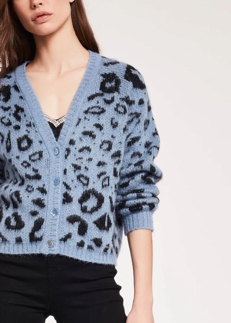 Cardigan jacquard animalier