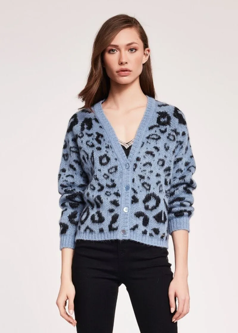 Cardigan jacquard animalier