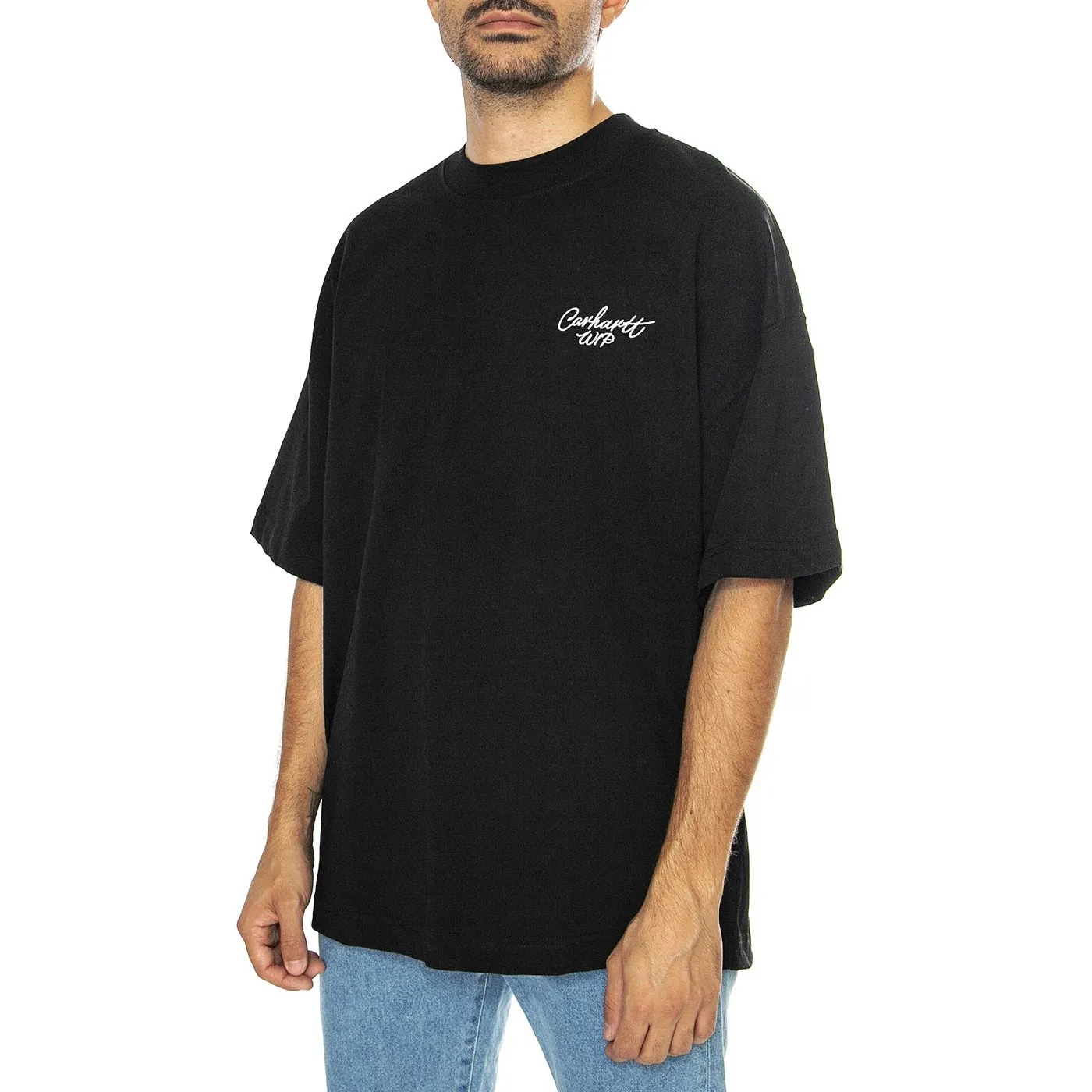 CARHARTT WIP S/S Signature Script T-Shirt Black / Wax - Maglietta Girocollo Uomo Nera    