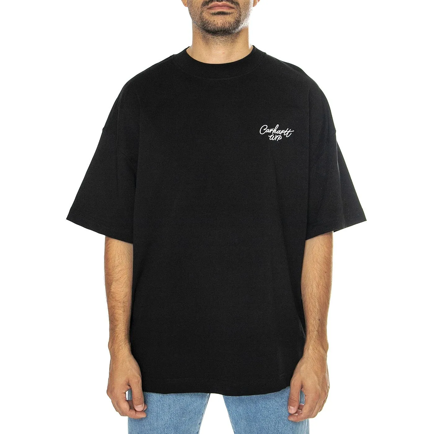 CARHARTT WIP S/S Signature Script T-Shirt Black / Wax - Maglietta Girocollo Uomo Nera    
