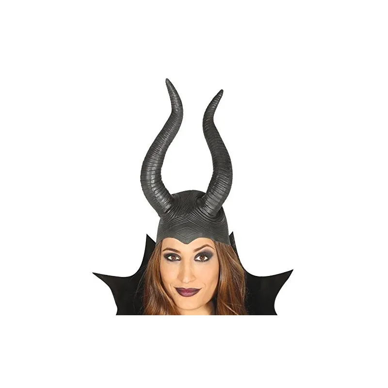 CASCO DIAVOLESSA MALEFICA CON CORNA NERE IN LATTICE ARTICOLI PER TRAVESTIMENTI DI HALLOWEEN CARNEVALE E SCENE A TEMA