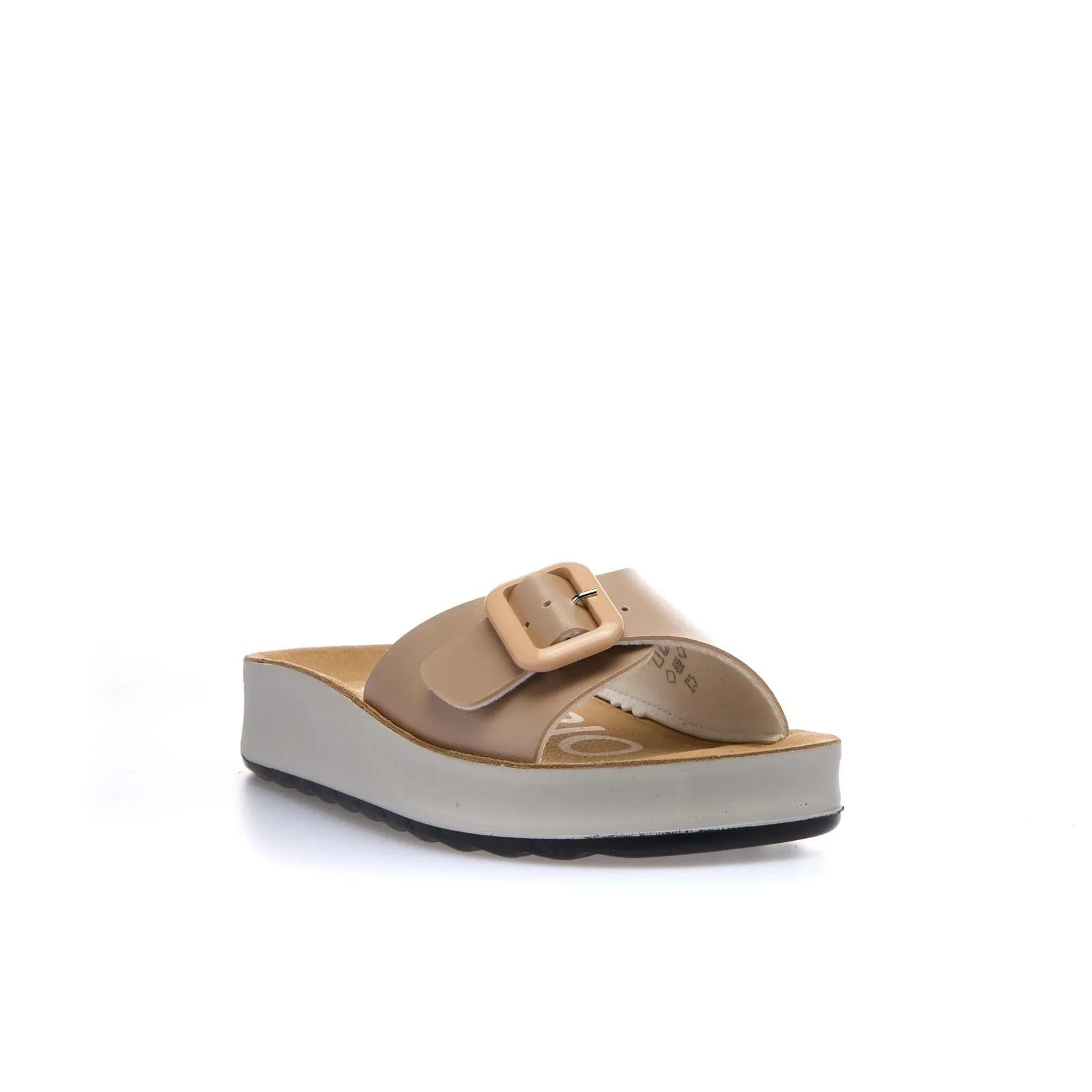 Ciabatte casual rosa con fibbia e suola platform