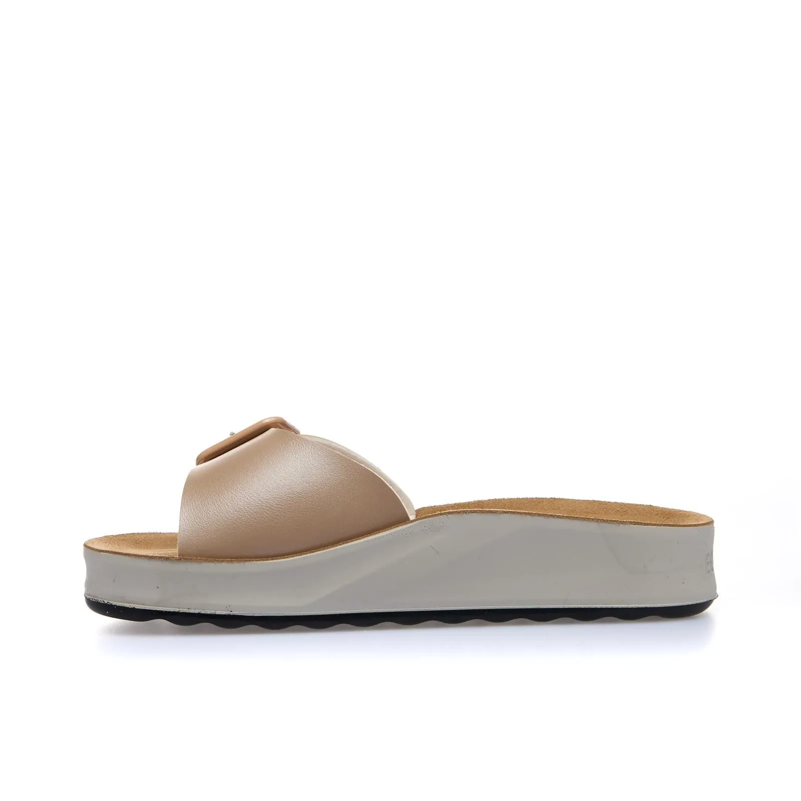 Ciabatte casual rosa con fibbia e suola platform