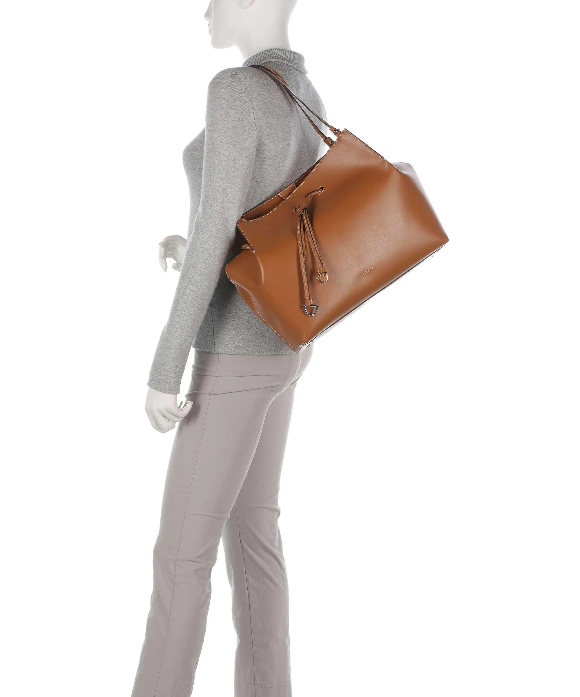  Coccinelle Roundabout Eco Cowhide Borsa a secchiello pelle a grana fine marrone  