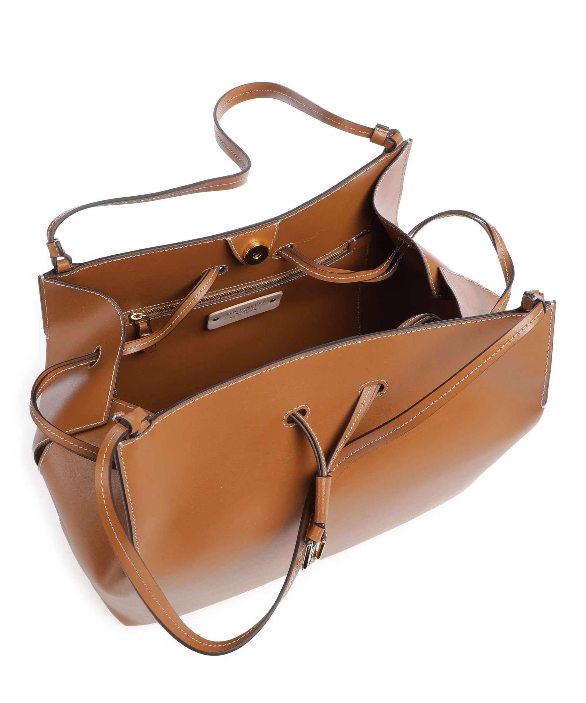  Coccinelle Roundabout Eco Cowhide Borsa a secchiello pelle a grana fine marrone  