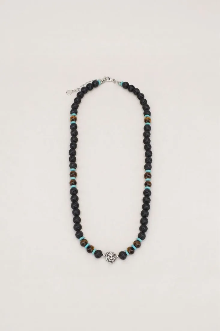 Collana con charm a leone e chiusura regolabile