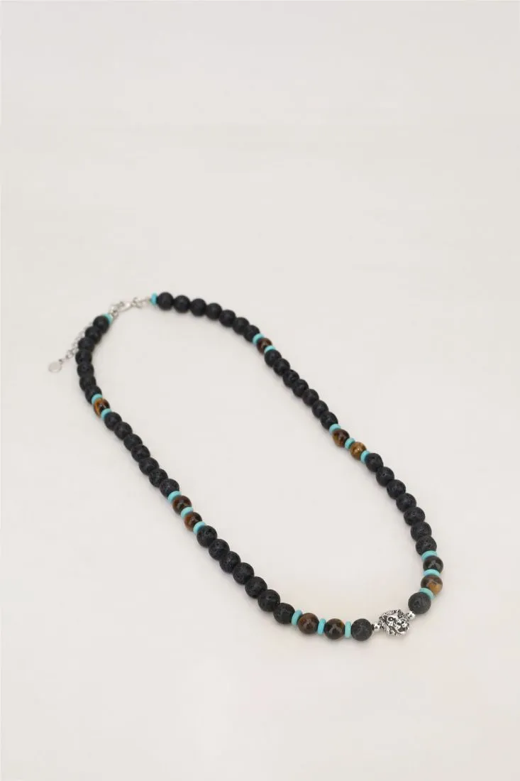 Collana con charm a leone e chiusura regolabile