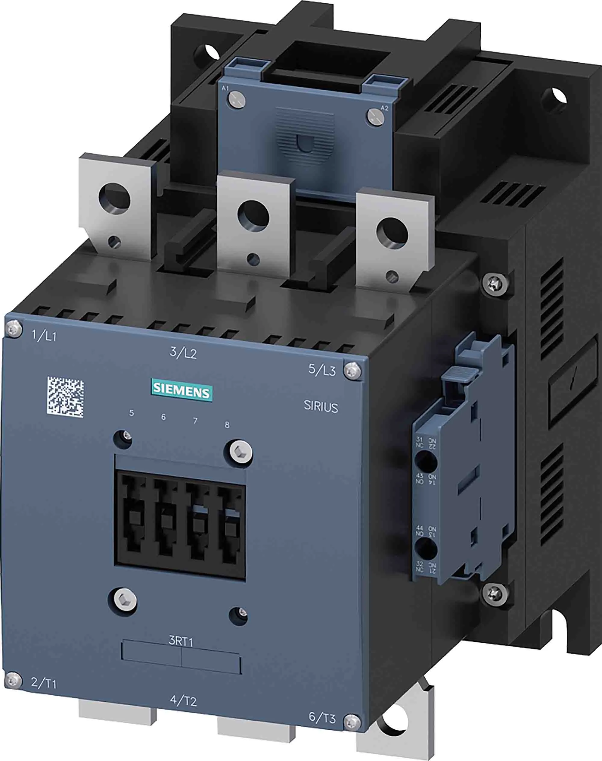 Contattore Siemens, serie Size S10, 3RT1, 3 poli, 2 NO + 2 NC, 225 A, 110 kW, bobina 127 V