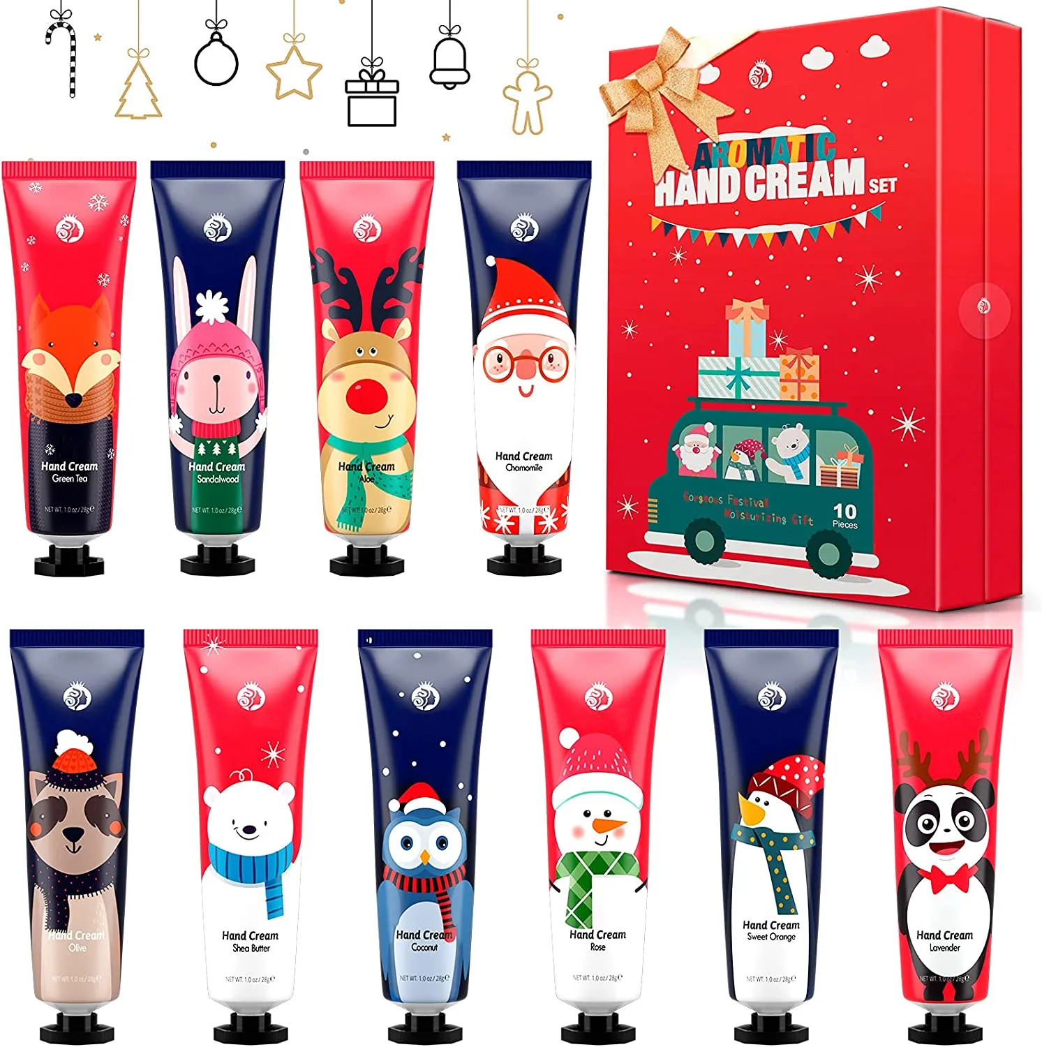 Crema Mani Set, 10 Pezzi Crema Mani Regalo Natale, Crema Mani Riparatrice per Donna e Uomo - Assorbimento Rapido, Idratazione Im