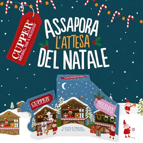 Cupper Calendario dell'Avvento Biologico, Cofanetto Assortito di 12 Tè e Infusi Biologici e 100% Naturali, Filtri 100% Biodegrad
