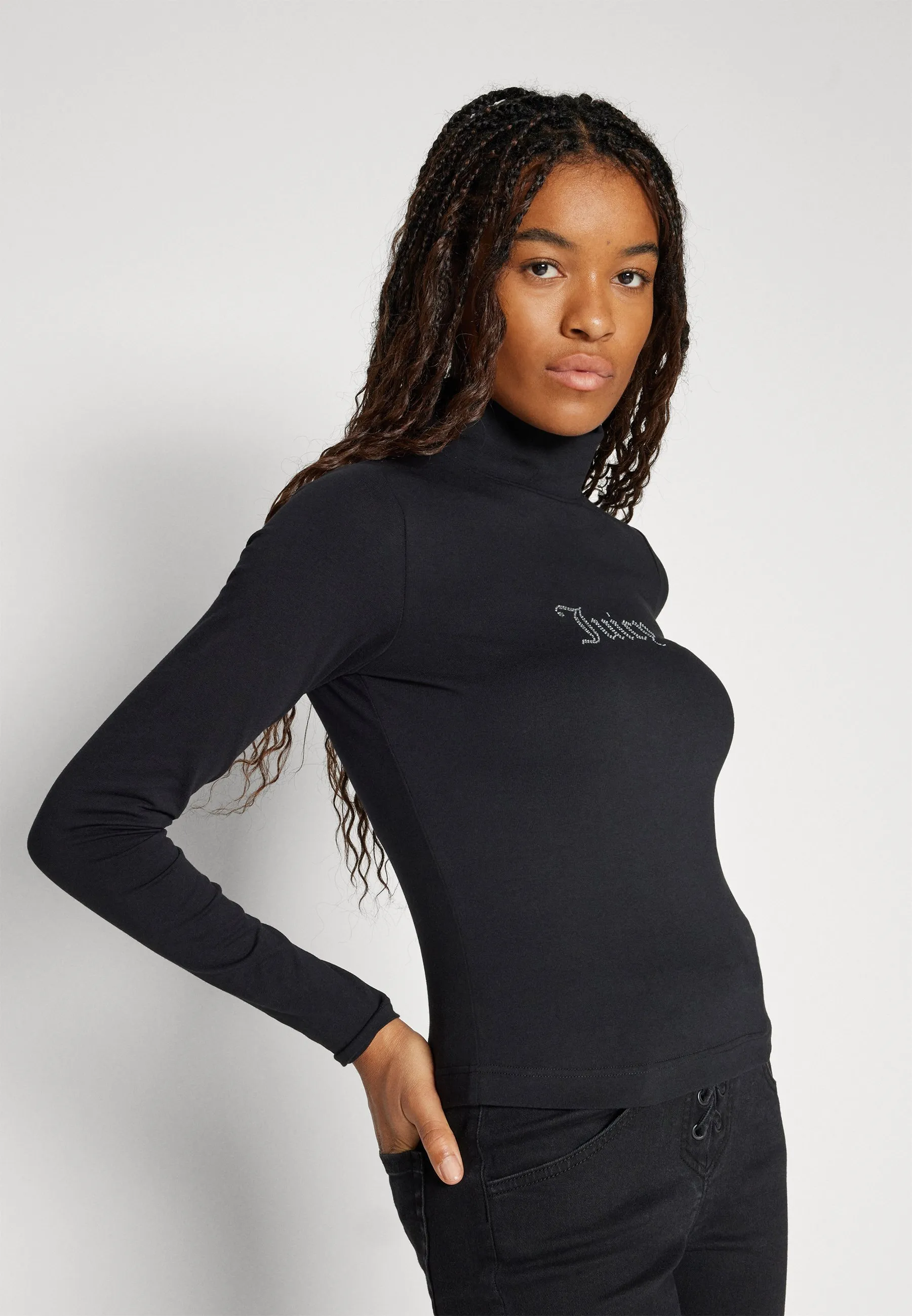 DIAMANTE ROLL NECK TOP - Maglietta a manica lunga