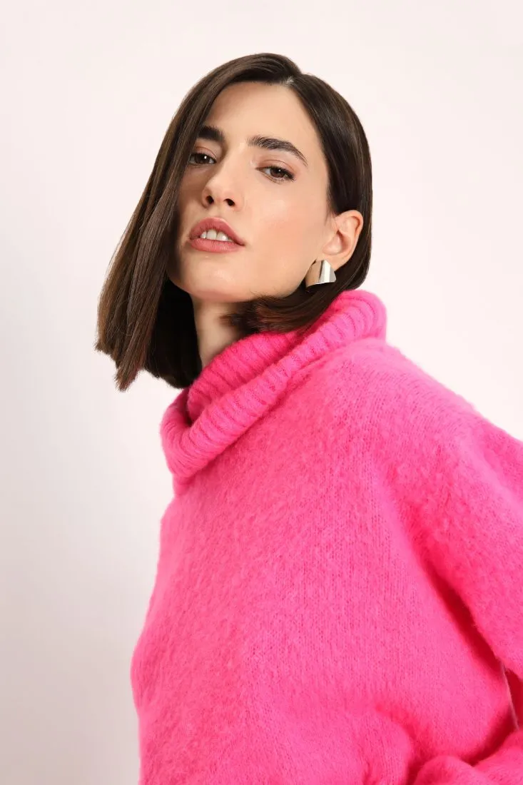 Dolcevita cropped monocolour con dettagli a coste