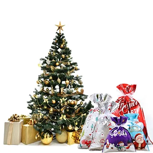 FANXIYA 45 pezzi Sacchetti Regalo Natalizi Sacchetti Caramelle Confezioni Regalo in 3 Diverse Dimensioni e 6 Disegni di Regalo D