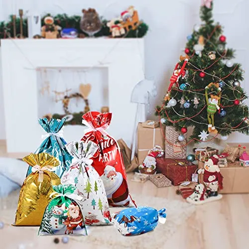 FANXIYA 45 pezzi Sacchetti Regalo Natalizi Sacchetti Caramelle Confezioni Regalo in 3 Diverse Dimensioni e 6 Disegni di Regalo D