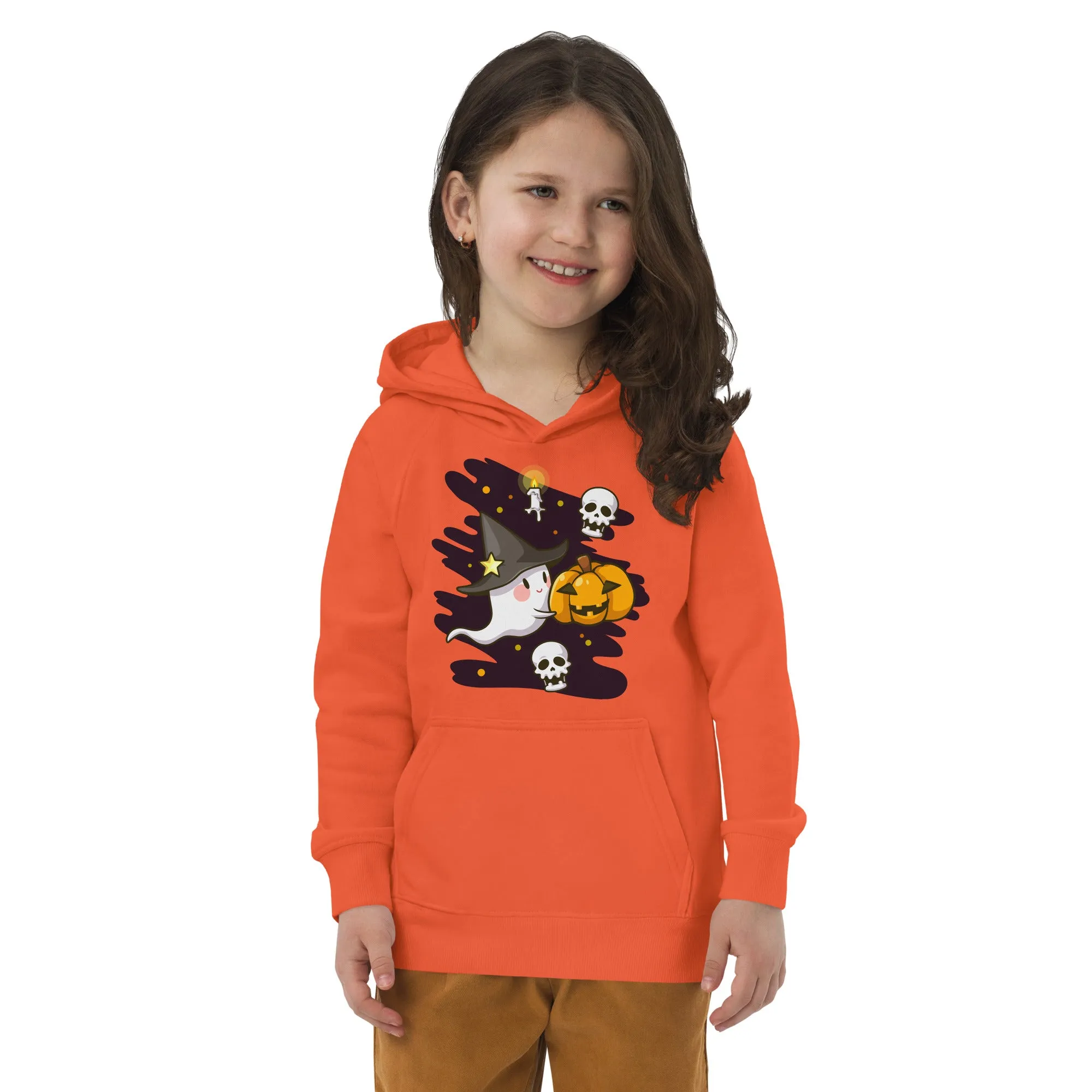 Felpa con cappuccio ecologica per bambini con fantasmini di Halloween