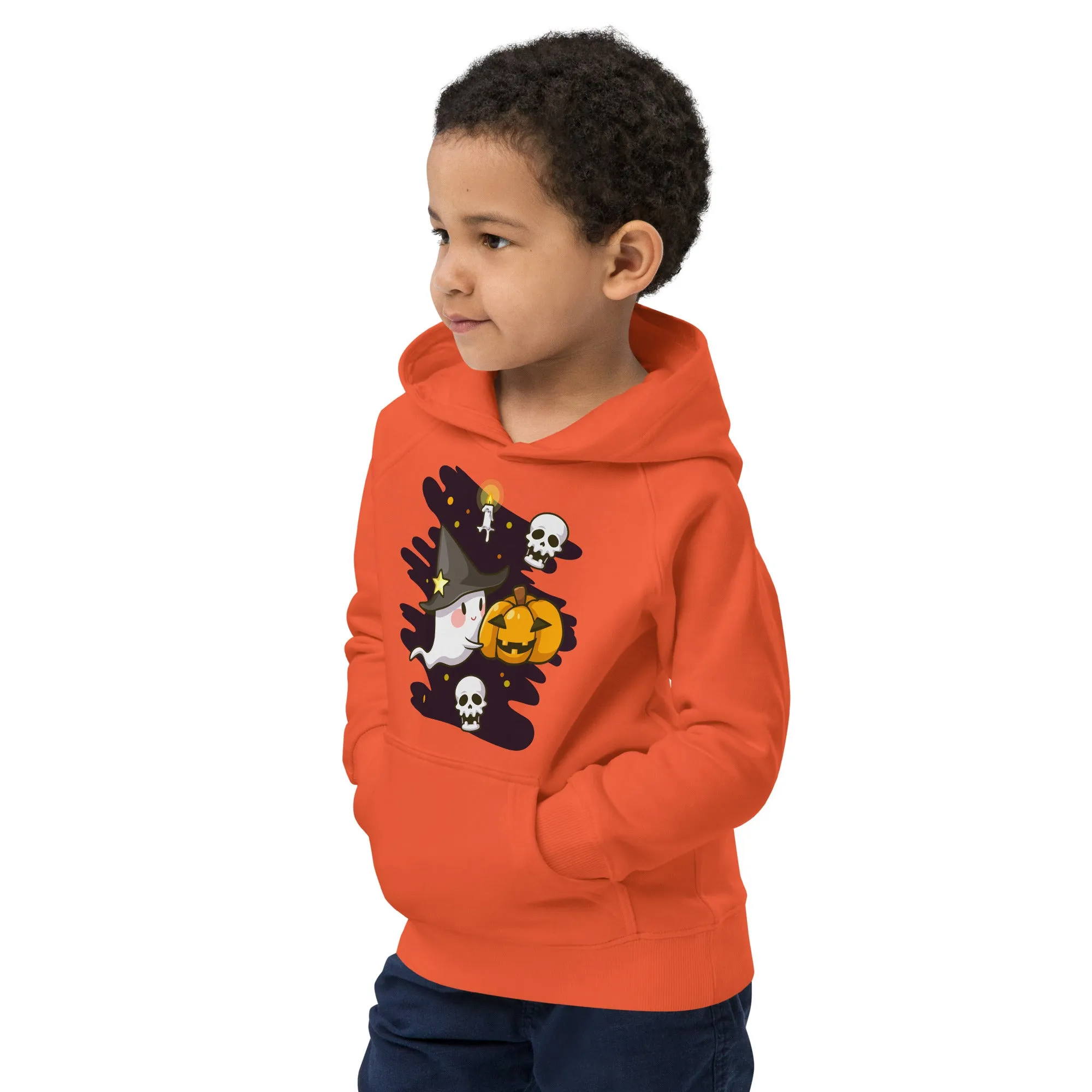 Felpa con cappuccio ecologica per bambini con fantasmini di Halloween