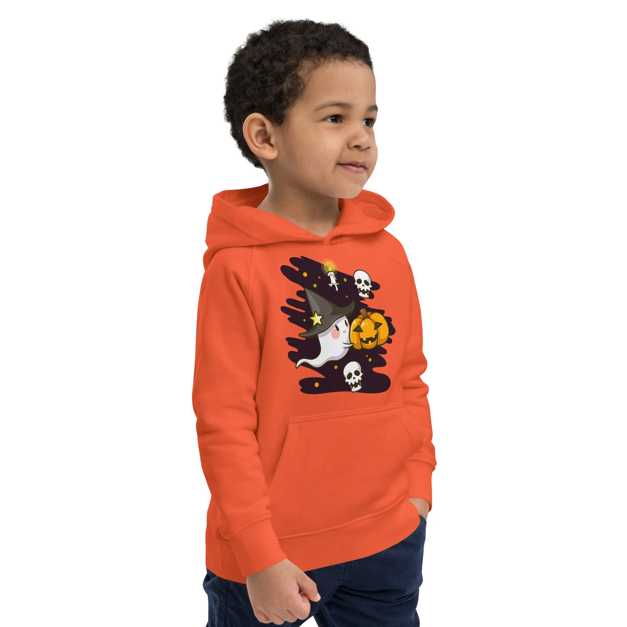 Felpa con cappuccio ecologica per bambini con fantasmini di Halloween