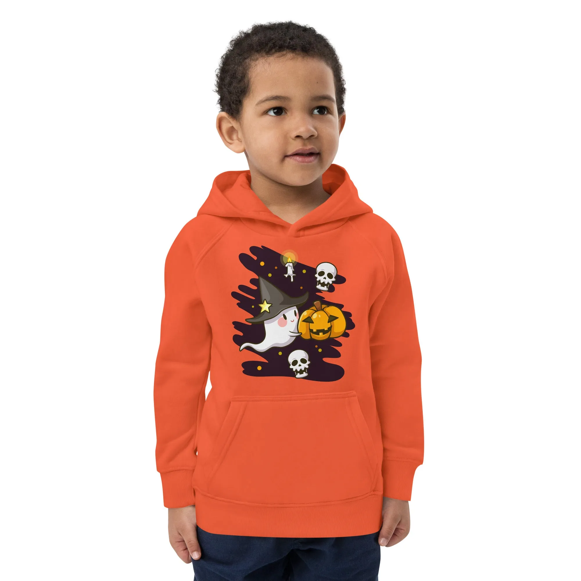 Felpa con cappuccio ecologica per bambini con fantasmini di Halloween