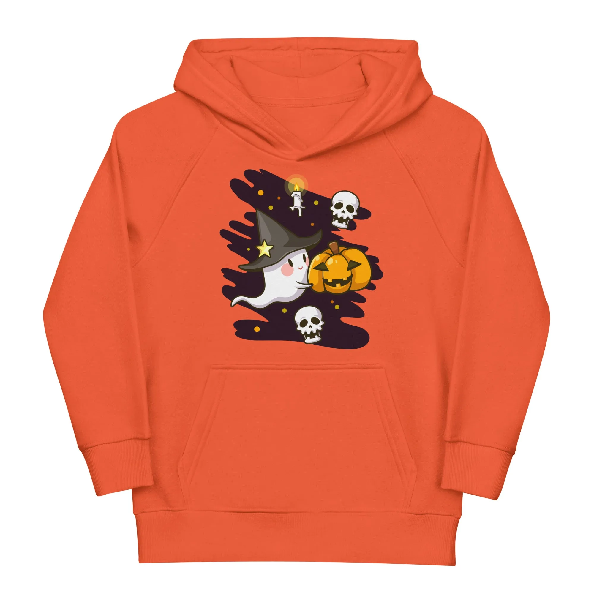 Felpa con cappuccio ecologica per bambini con fantasmini di Halloween