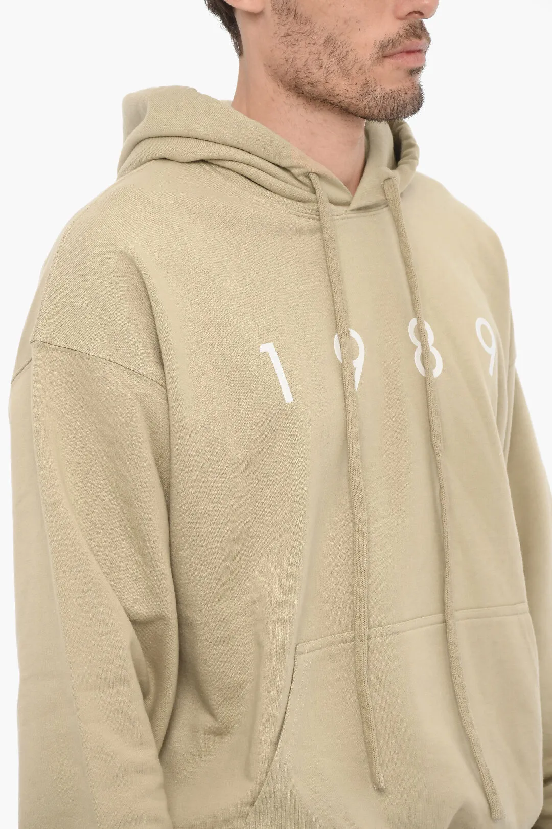 Felpa Hoodie in Cotone Garzato con Logo a Contrasto