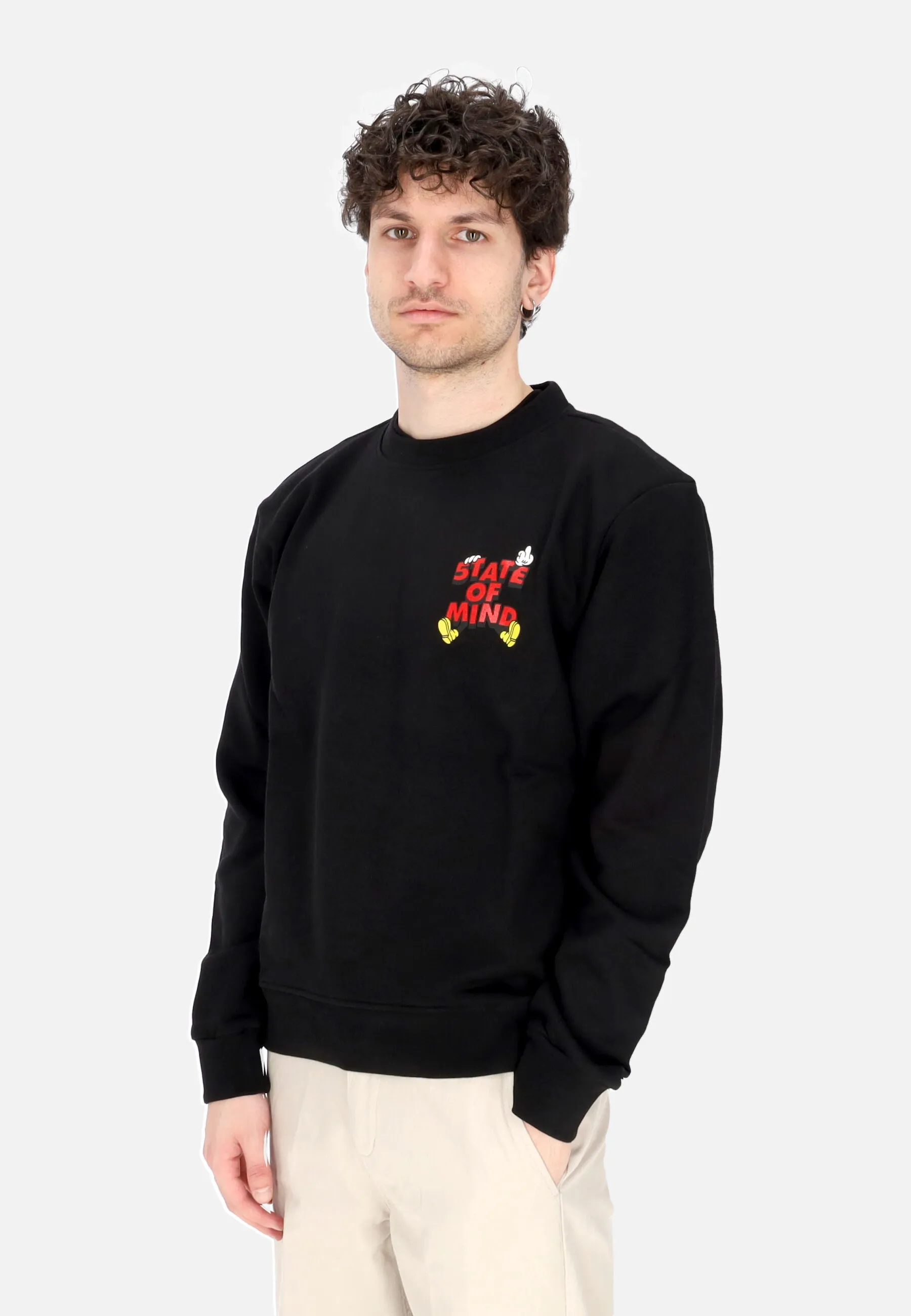 Felpa Leggera Girocollo Uomo Mickey 5tate Sweatshirt Black