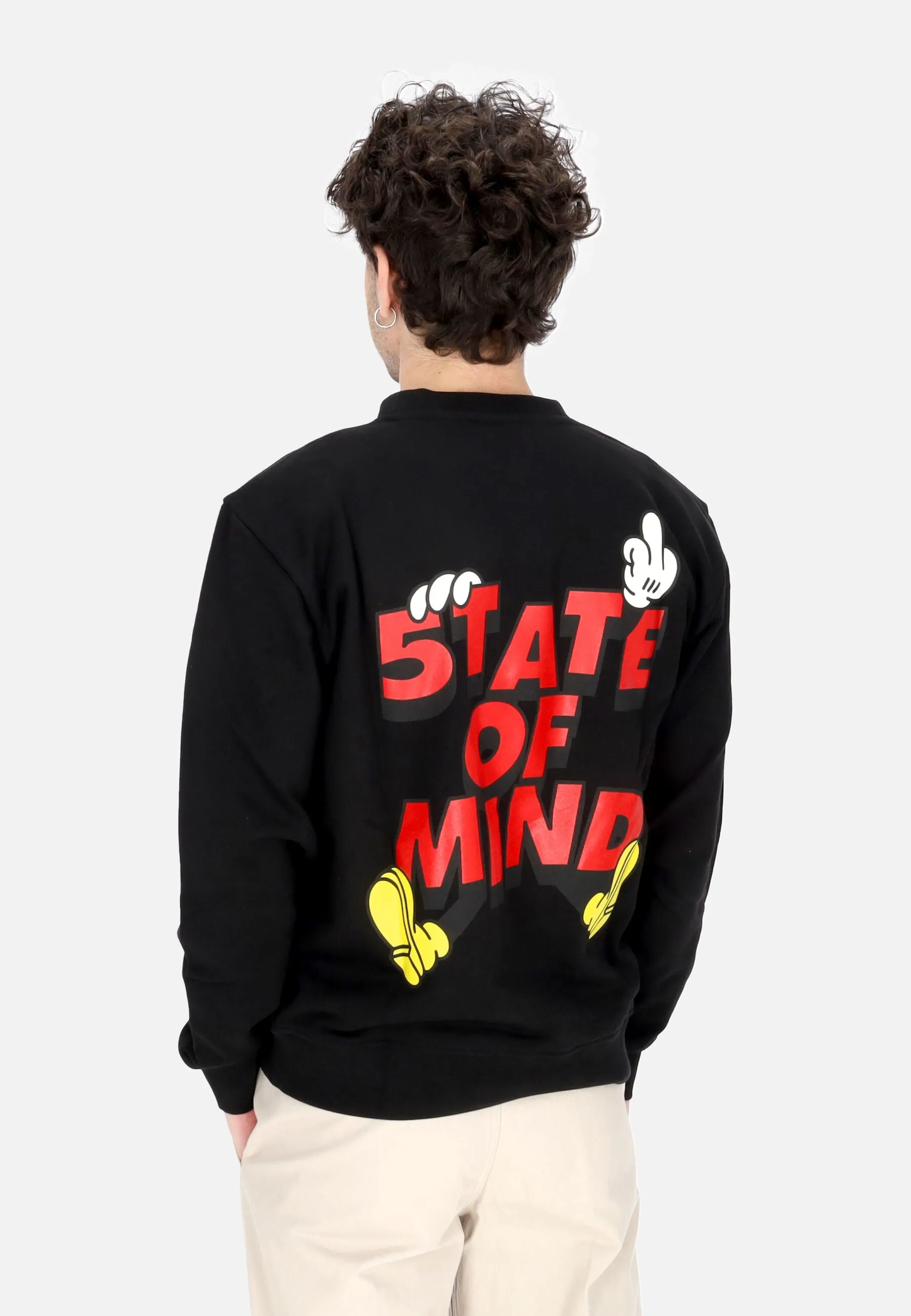 Felpa Leggera Girocollo Uomo Mickey 5tate Sweatshirt Black