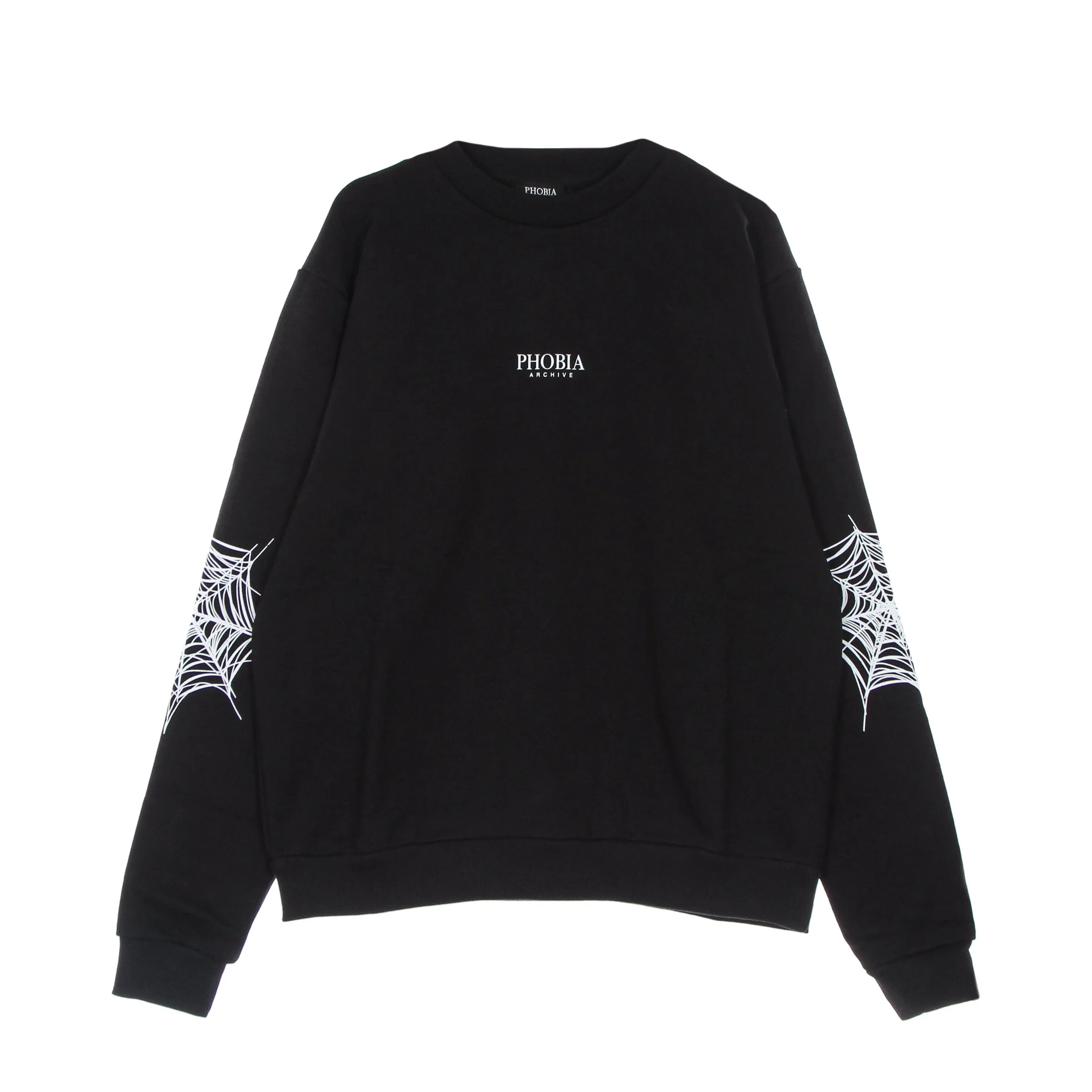 Felpa Leggera Girocollo Uomo White Cobweb Print Crewneck Black/white