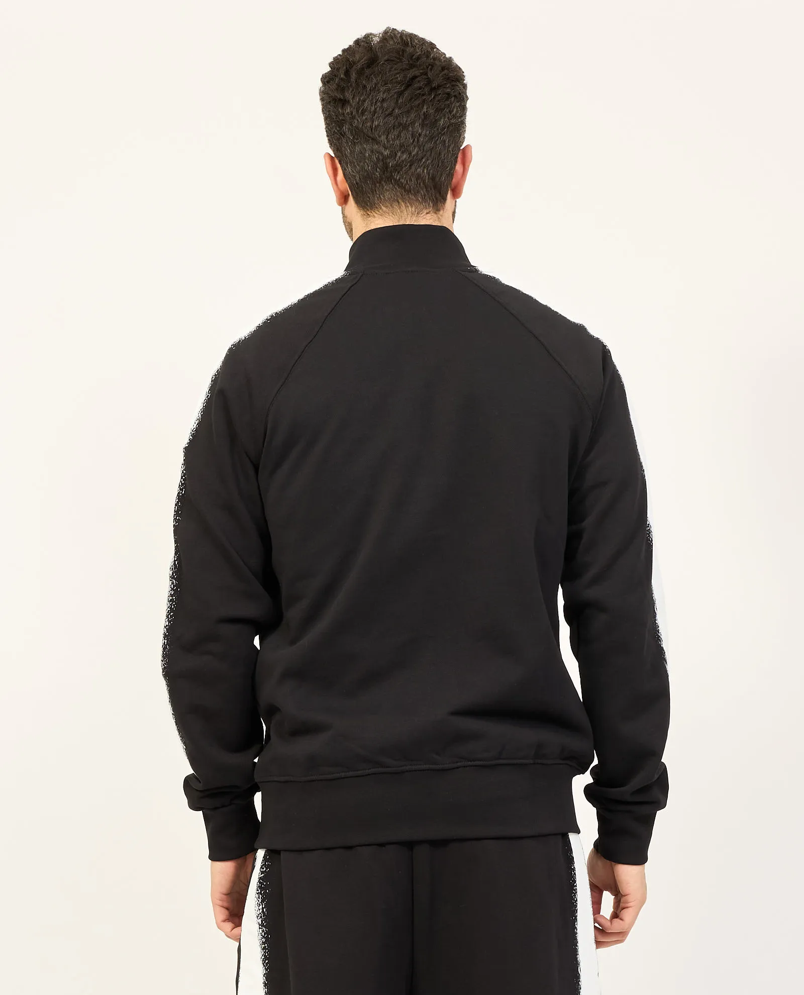 Felpa nera Disclaimer fullzip con logo sul petto