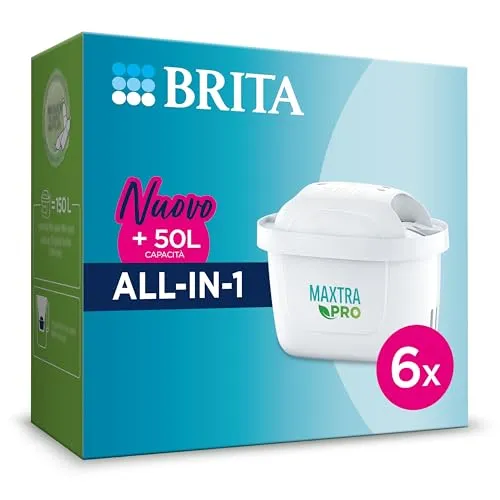 Filtro per acqua BRITA MAXTRA PRO All-in-1 Pacchetto di risparmio semestrale da 6 filtri - MAXTRA+ Riduce impurità, cloro, pesti