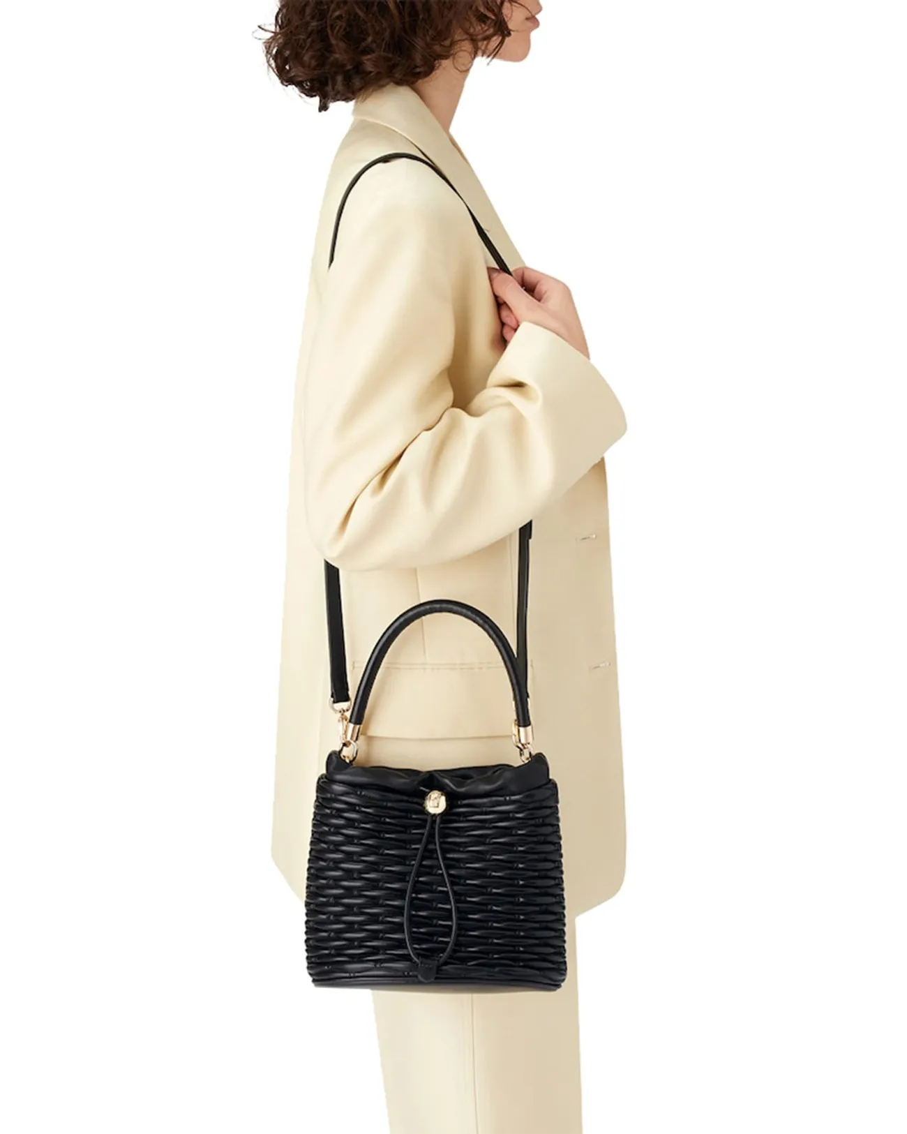 Furla - Borsa a secchiello in pelle intrecciata Mini Mionido | Studioarch.com