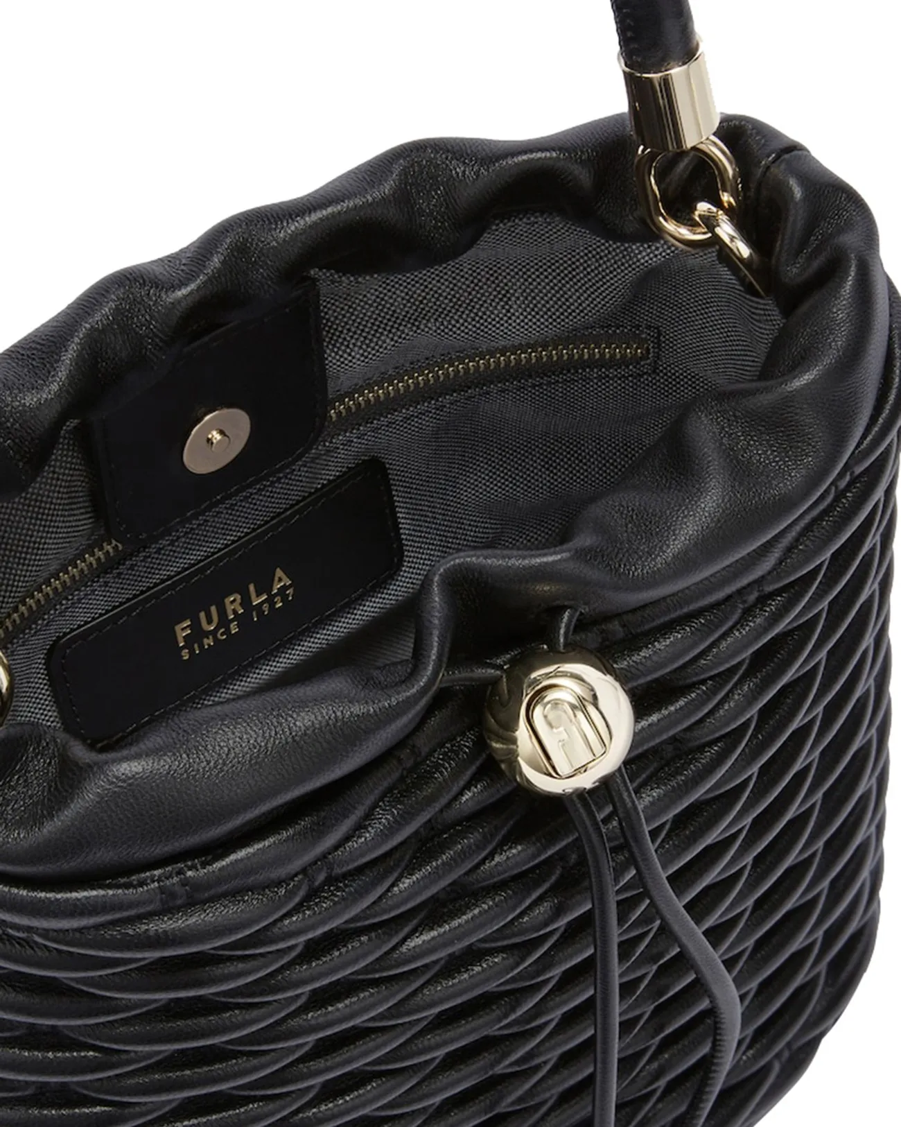Furla - Borsa a secchiello in pelle intrecciata Mini Mionido | Studioarch.com