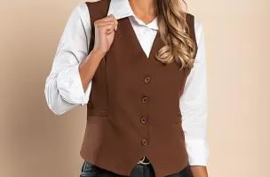 Gilet elegante con bottoni 8931, marrone