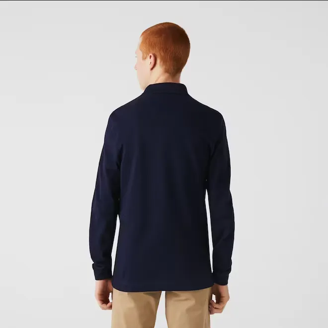 Lacoste Men's long-sleeved polo shirt in pitit piqué in one color YH9521 00 166 navy blue