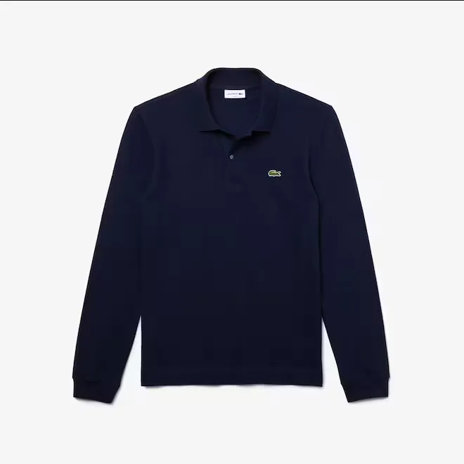 Lacoste Men's long-sleeved polo shirt in pitit piqué in one color YH9521 00 166 navy blue