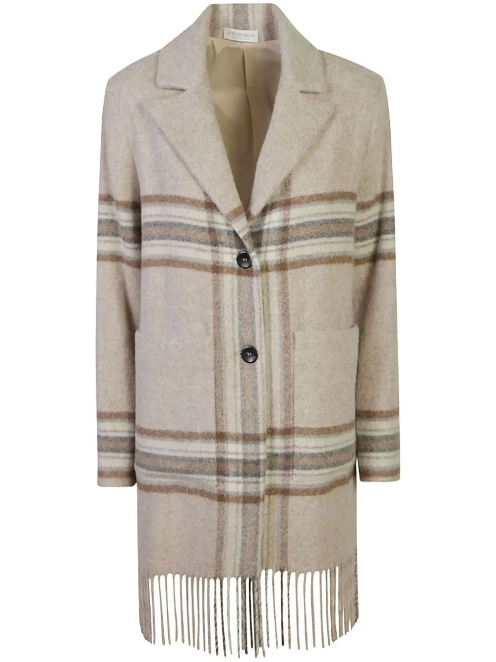 Le Tricot Perugia-Cappotto con bordi sfrangiati