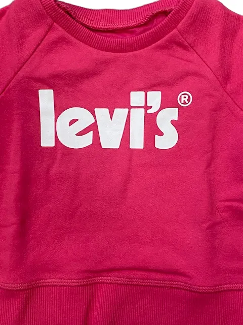 Levi's Kids Girls' Lightweight Crewneck Sweatshirt Poster Logo 4EF955 A5F raspberry sorbet