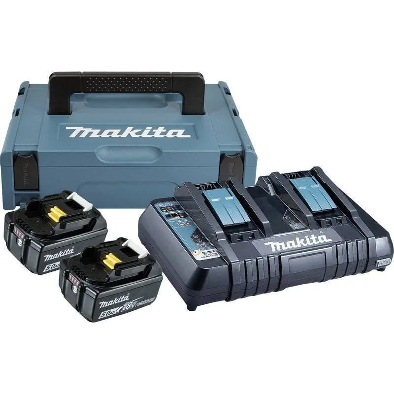 Makita ENERGY KIT 2 X 18V + CARICATORE DOPPIO 197629-2 BATTERIE 2 PZ 5.0AH