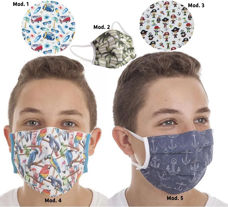 Maschera igienica protettiva per bambini Stampe assortite estive 3 filtri
