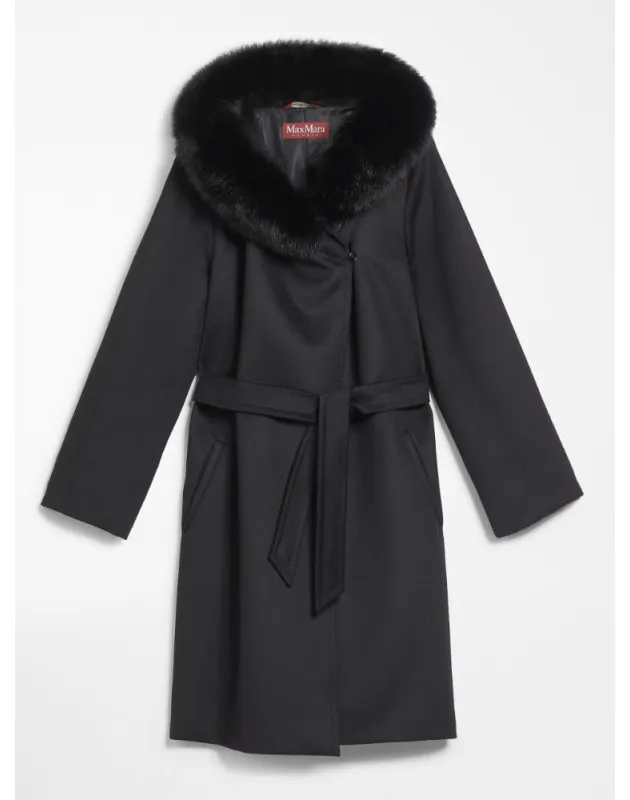 MAX MARA - Cappotto in lana con bordo in volpe