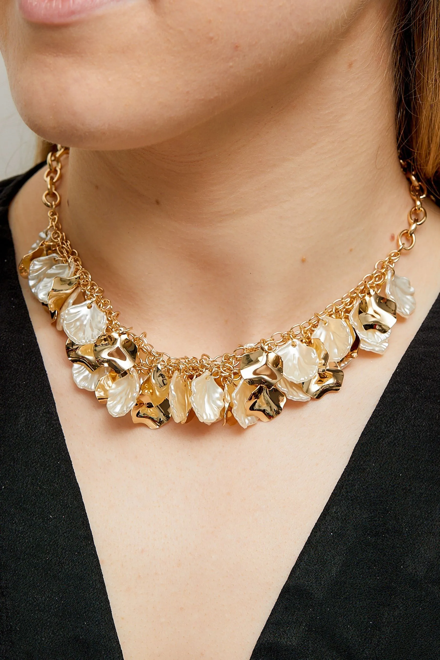 Mood - Collana con ciondolo lucido con perle e fiore lucido