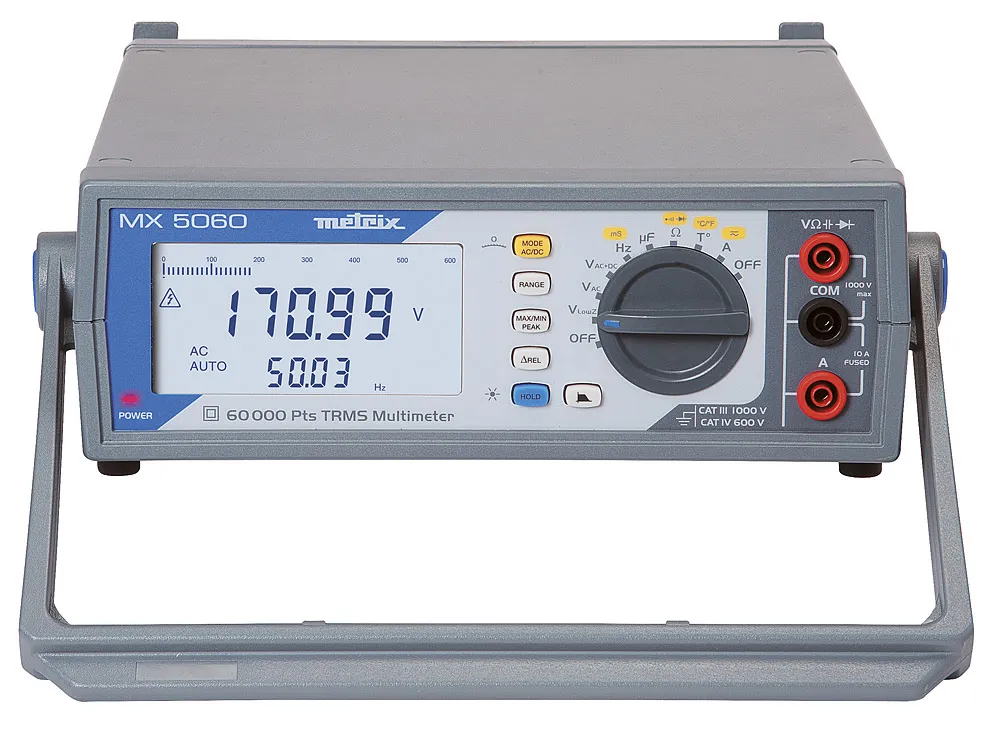 Multimetro digitale  da banco Metrix MX5060, 1000V ca, 10A ca, CAT III, True RMS, Cert. LAT