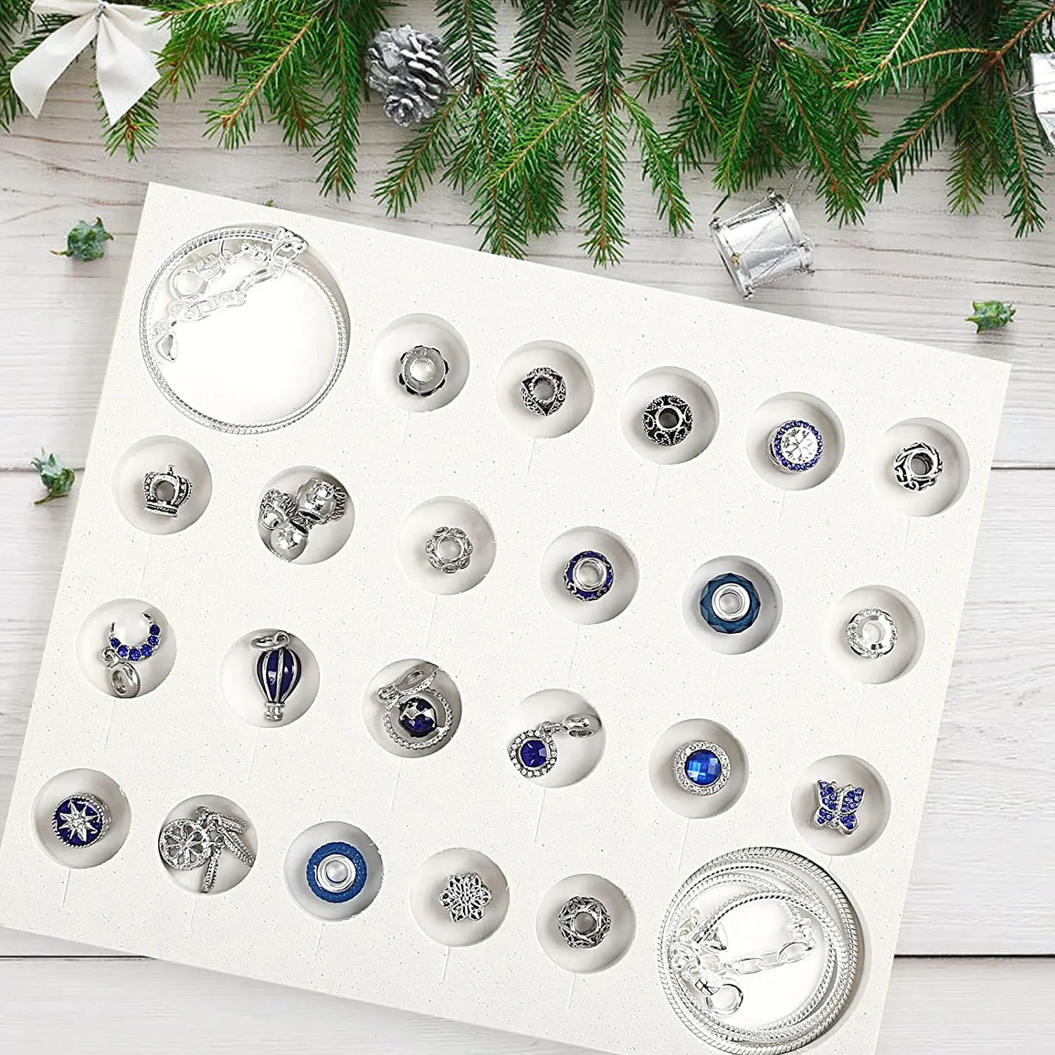 Naler Calendario dell'Avvento 2022 24 Accessori di Natalizio, Ciondolo Regalo per casa Natale Costume Festa (Gioielli 5)